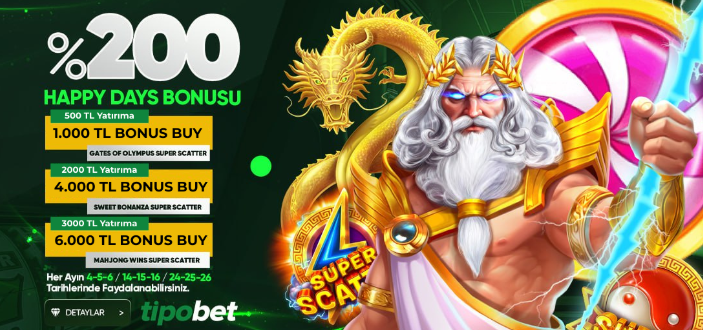 Tipobet Happy Days Bonusu %200 Bonus Buy